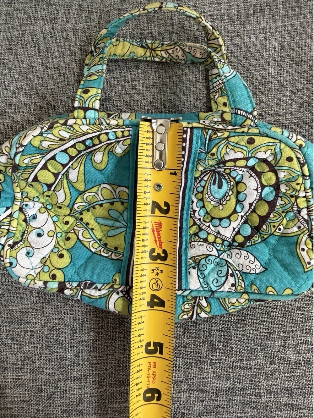 Vera Bradley Small Handbag In Peacock Paisley 8x4x2 Double Handle Zip Top - Picture 9 of 10